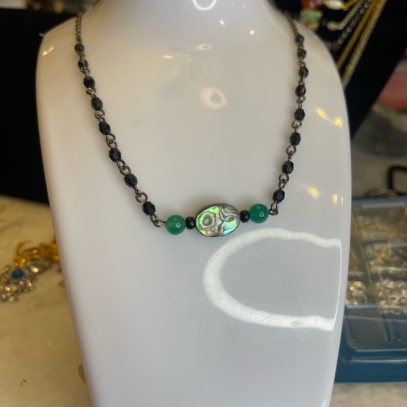 Swirls- Beautiful Abalone  and Aventurine pendant - Picture 3 of 6